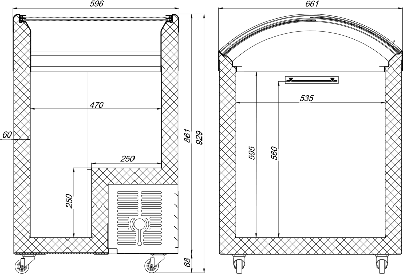 M100V nákres chladiaca truhlica juka